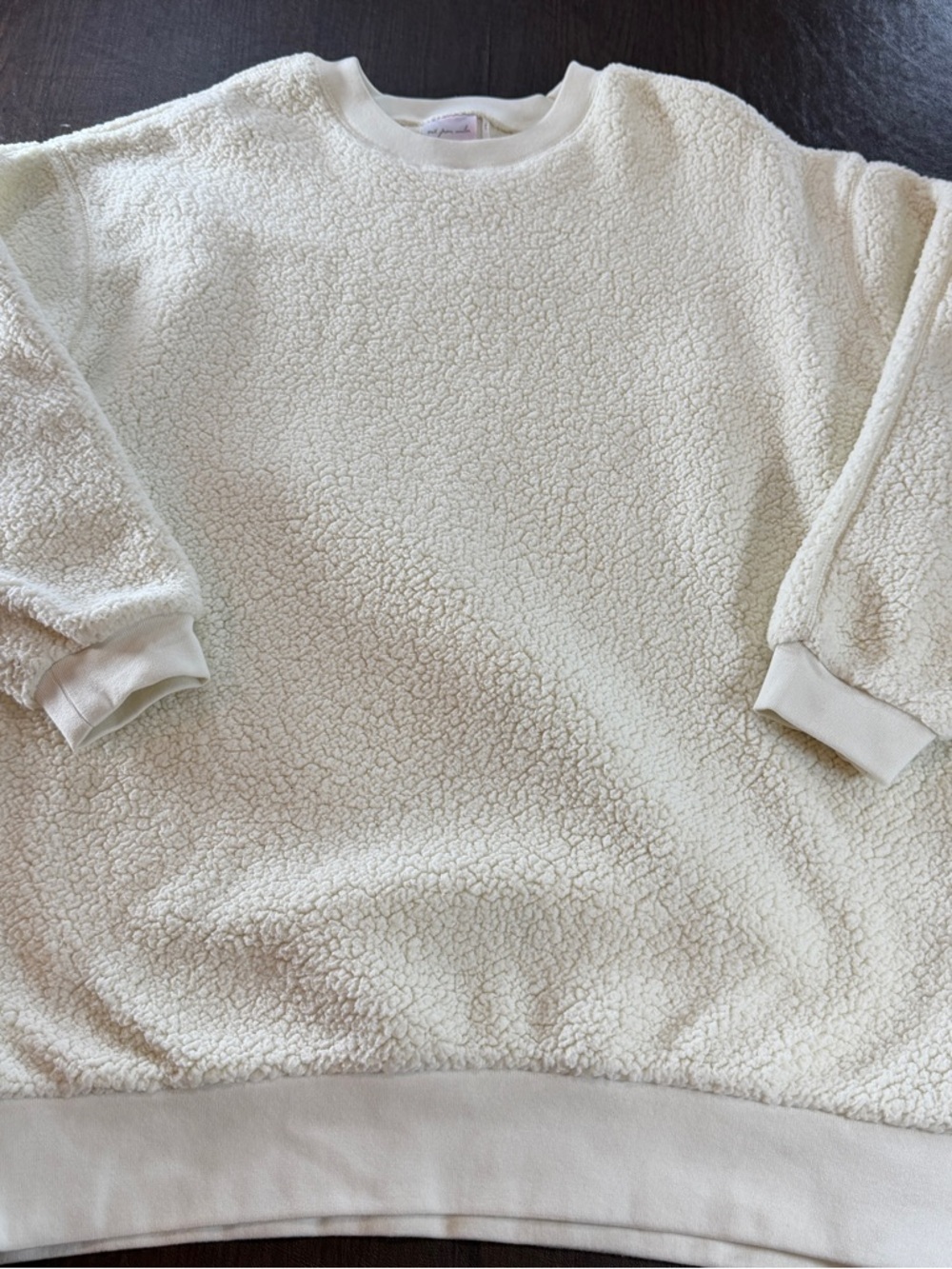 Urban Outfitters Out From Under Sherpa Crewneck Pullover Sweater Cream Sz XL